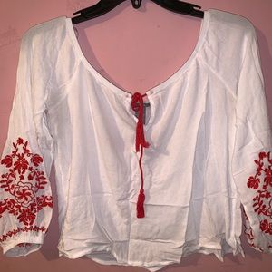 White/Red Blouse
